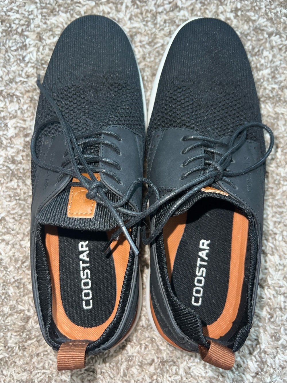 NWOT! Coostar Black Knit Lace-Up Sneakers with Brown Accents sz 8 - Picture 8 of 12